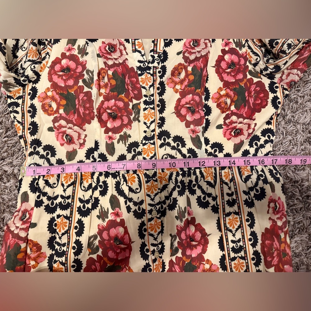 Women's Floral Maxi Dress in Cream with Pink Roses - Picture 13 of 14